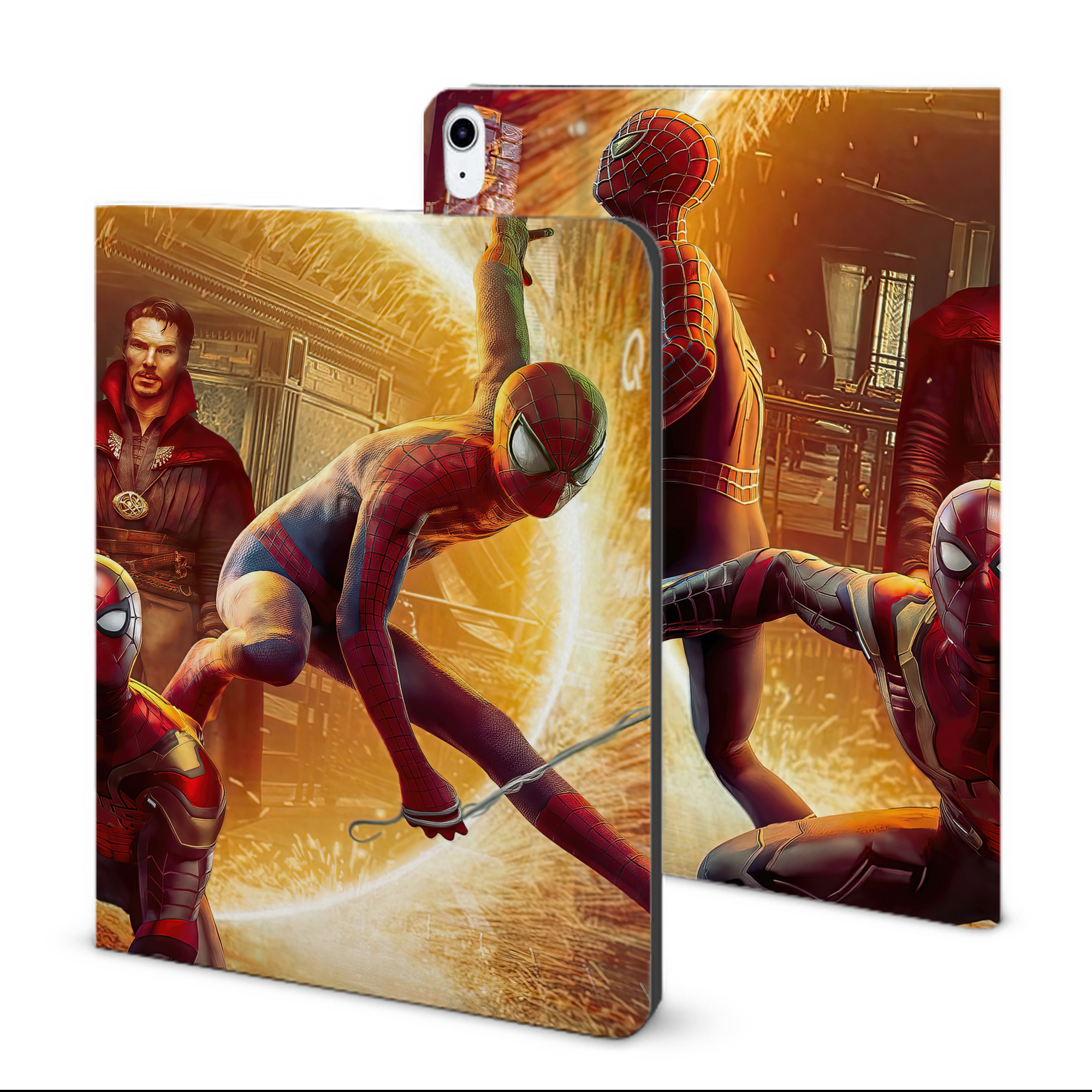 （画像用） Spider Man スパイダーマン IPad ケース ブック型 PUレザー TPU 耐衝撃 軽量 薄型 ペン収納なし 全面保護 IPad 各モデル対応